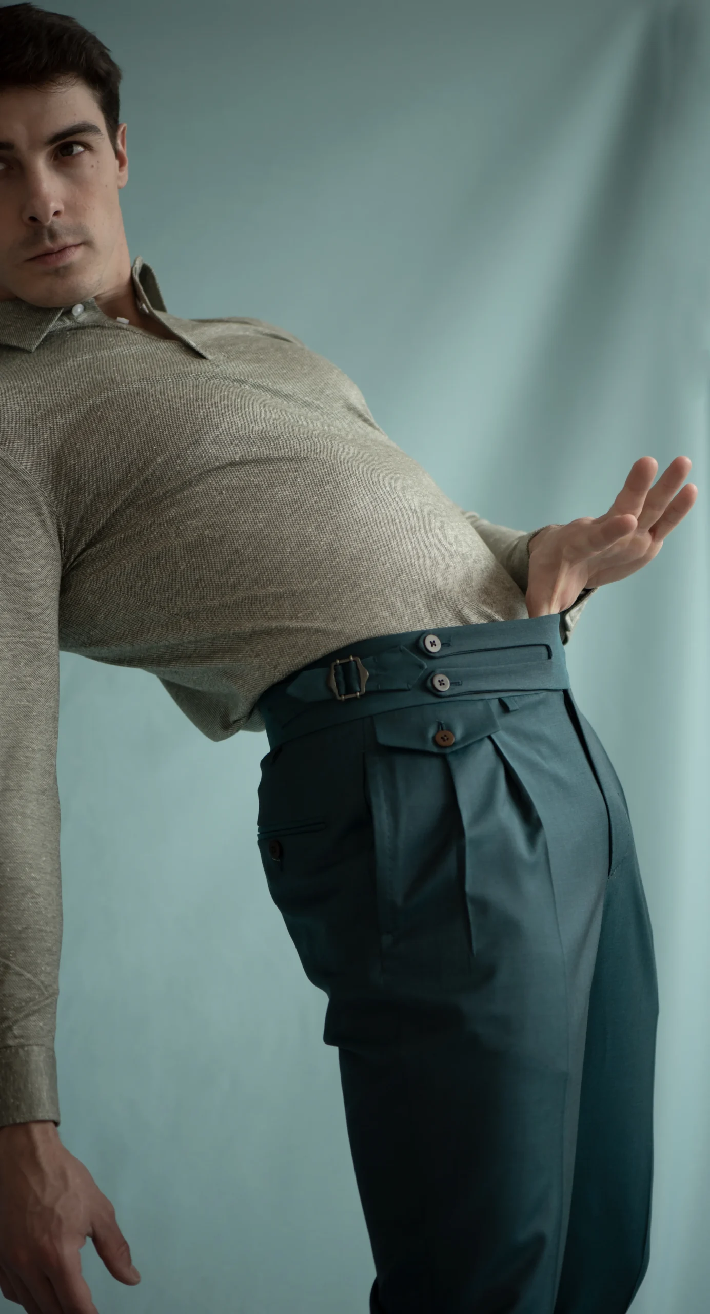 pantalone uomo sartoriale verde